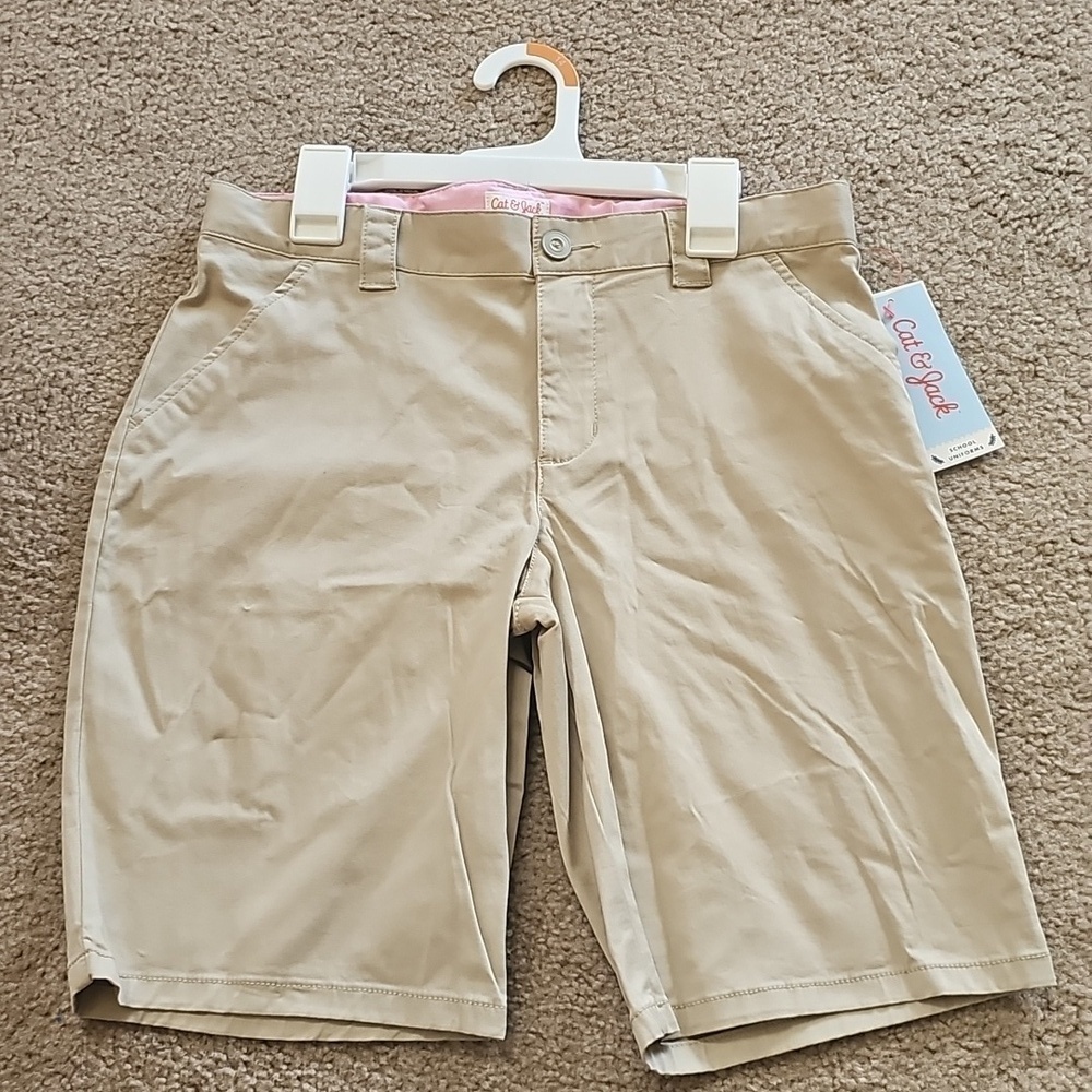 Girls Uniform Chino Shorts Cat & Jack Beige Size 14